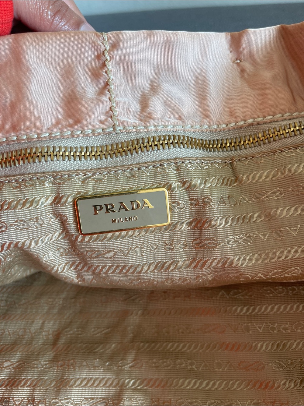 Prada Salmon-Pink Tote with Clear Top Handles - Picture 9 of 14